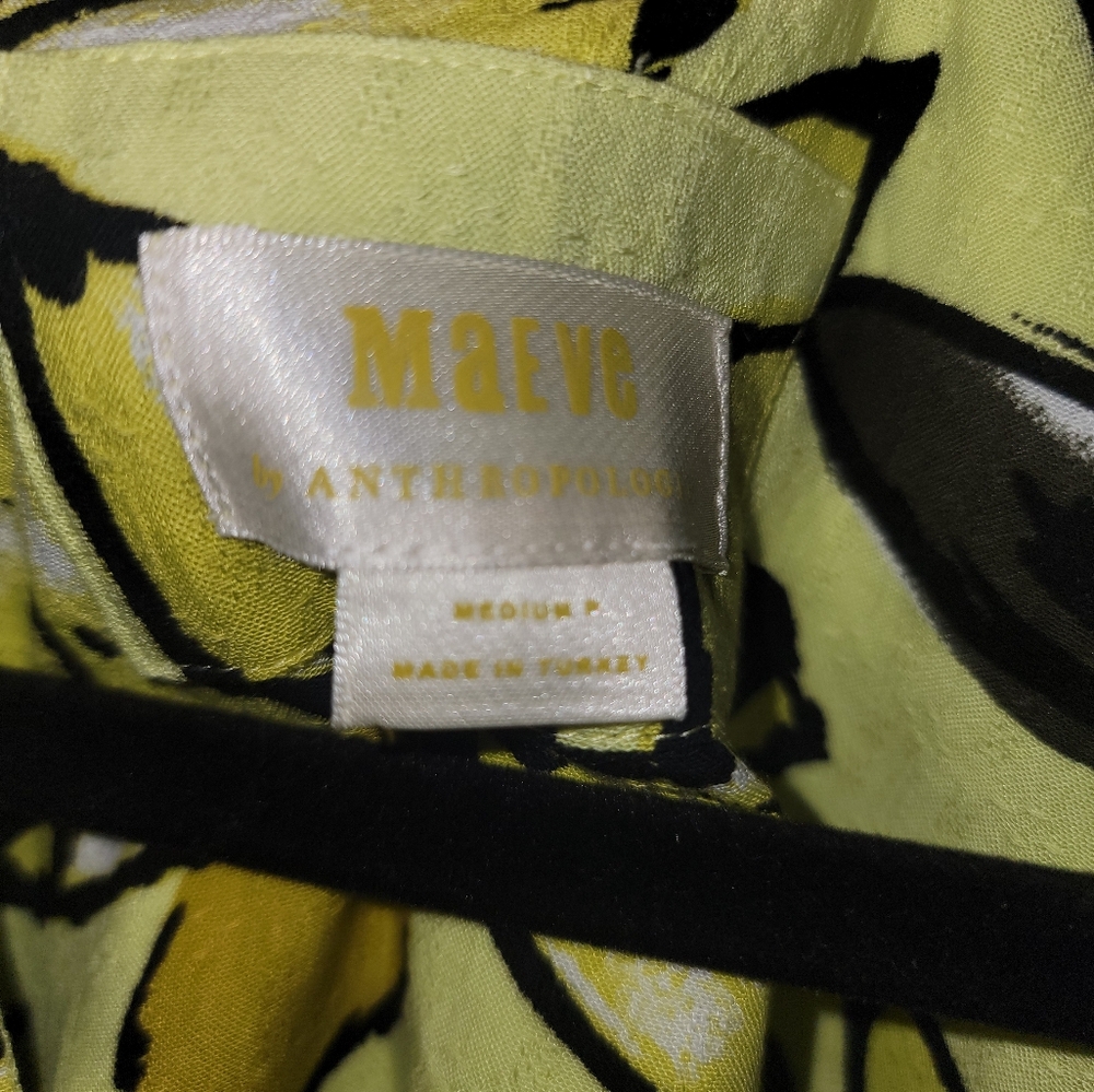 Misses Sz M P Anthropologie Maeve Tiered Dress Yellow Floral - Picture 8 of 10